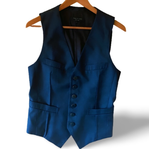 RAG & BONE Men's Navy Blue Wool Vest. SIZE 36 - Picture 1 of 2